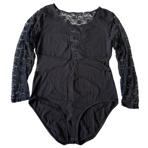 H&m Divided Lace & Sheer Long-Sleeve Bodysuit